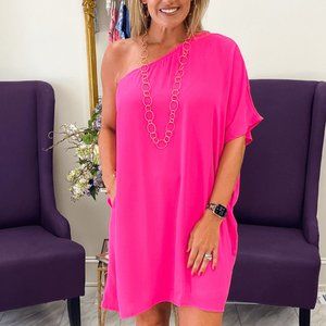 One Shoulder Shirt Dress